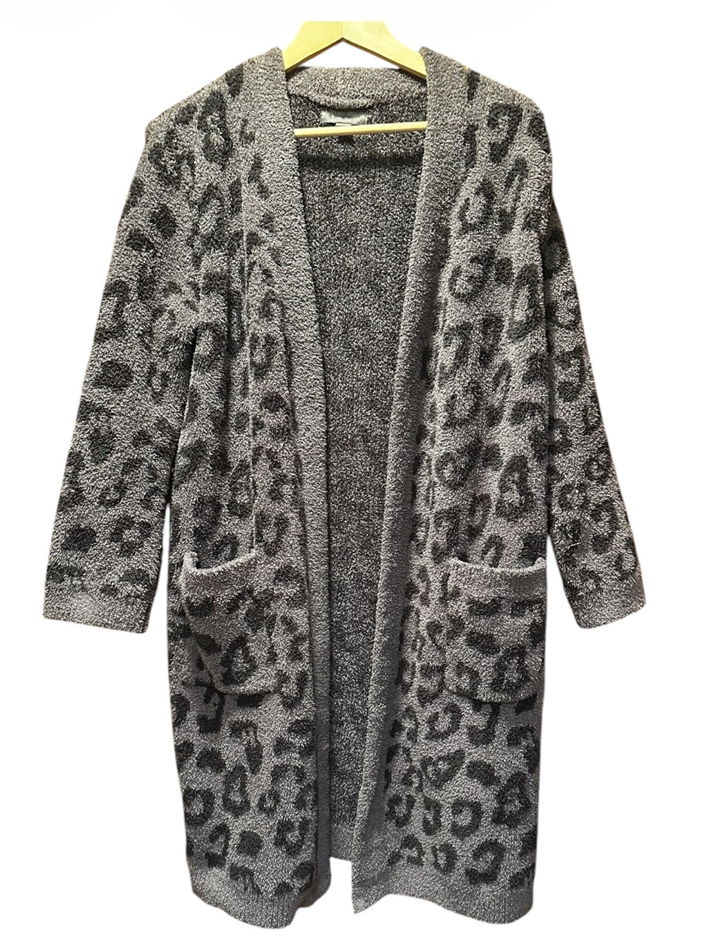 Barefoot Dreams Charcoal & Light Gray Leopard Open-Front Cardigan